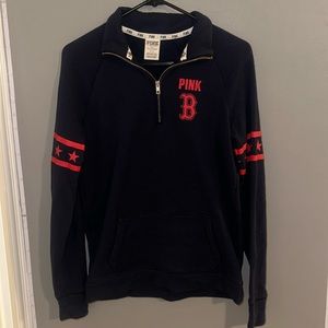 Baseball (Red Sox) zip crew neck from pink in size small